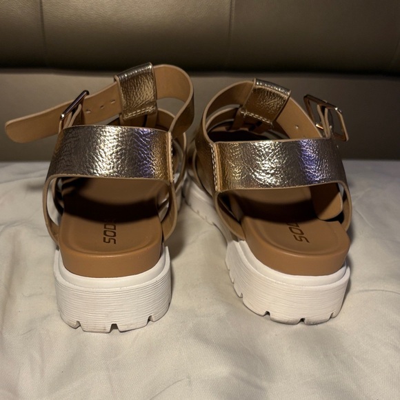 Soda Metallic Gold Women's Sandals - Picture 3 of 5